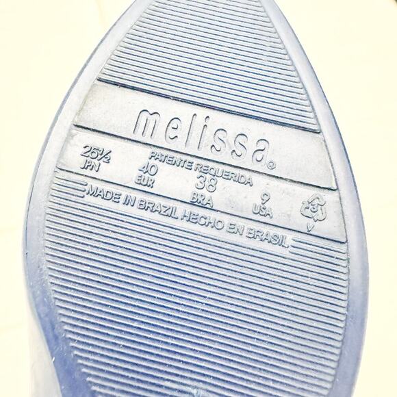 Melissa Trippy Pointed Toe Ballet Flats Blue Black Bow Accent Size 9 - Picture 3 of 6